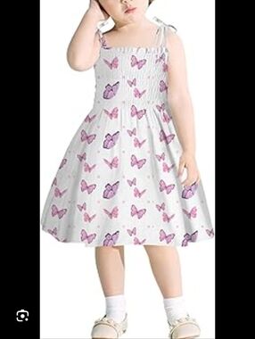 Yummy girls summer dress with butterflies. Size 7 pink blue purple small…